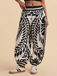 Travachic Women's Beach Vacation Elastic Waist All-Over Print Pants - Multicolor - View 7