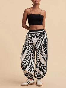 Travachic Women's Beach Vacation Elastic Waist All-Over Print Pants - Multicolor - View 6