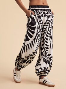 Travachic Women's Beach Vacation Elastic Waist All-Over Print Pants - Multicolor - View 5