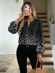 EMERY ROSE Women's Leopard Print Fashion Shirt Suitable For Spring And Autumn - Multicolor - View 1