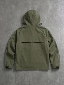Manfinity CityGents 男士休閒百搭連帽夾克 - 軍綠色 - 查看 8