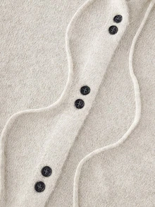 GlowEve CURVE Cardigan Rajut Berkerudung Wanita Ukuran Besar Musim Gugur Musim Dingin, Kancing Depan dengan Tali Serut, Lengan Panjang Longgar Warna Putih Polos, Sweater Kasual Tradisional Lembut - Light Grey - View 7