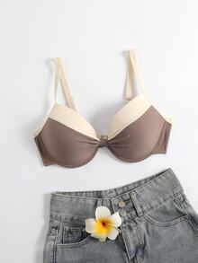 Voyashape 2026 Novo Maiô Feminino DD+, Estilo Resort de Ilha, Top Separado com Nó Contrastante em Mocha, Design Versátil e Casual na Moda, Adequado para Férias de Verão na Praia - Café - Visão 4