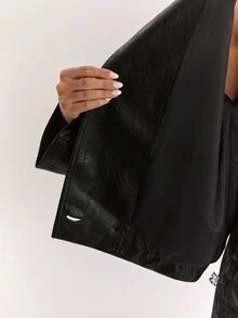 SHEIN BAE Jaket Kasual Wanita Kancing Ganda, Musim Gugur - Hitam - View 9