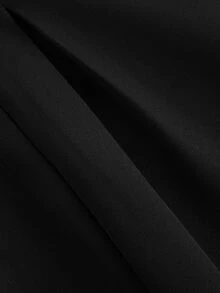SHEIN PETITE CURVE 大尺碼女款純色百褶設計寬腿寬鬆休閒西裝褲 - 黑色 - 查看 4
