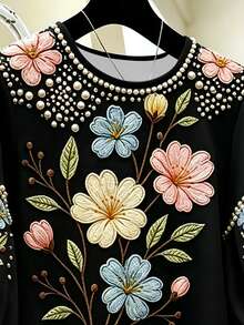 GlowEve CURVE Plus Floral Print Lantern Sleeve Blouse - Multicolor - View 5
