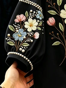 GlowEve CURVE Plus Floral Print Lantern Sleeve Blouse - Multicolor - View 3
