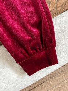 LMoss Kids Kids Baby Girl Knitted Solid Color Santa Claus Pattern Crew Neck T-Shirt And Long Pants 2 Pieces Set, Suitable For Indoor, Outdoor, Velvet Set, Christmas, Holiday, Party, Photo - Multicolor - View 6