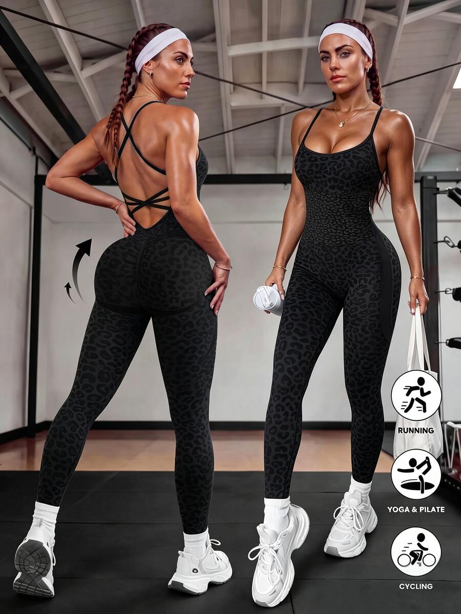 Solea Cove Solea Cove H1194 Seamless Gray & White Sports Jumpsuit