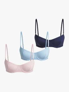 Bisouelle 3pcs Mesh Wireless Comfortable Supportive Bra Set, Women Lingerie - Multicolor - View 2