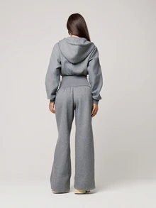 Musera Petite Grey Hooded Zip Through Cinched Waist Jumpsuit Fall Autumn Winter Back To School Daily Everyday - Grey - View 3