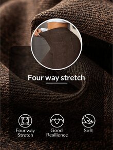 Flexra Dark Brown Casual Flared Long Pants With Wide Waistband, Elastic High Waist Fit, Hip-Hugging Slimming Design, All-Season Versatile Gym Fall Workout - Coffee Brown - View 10