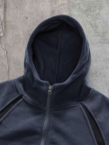 AXEPEAK Men's Casual Colorblock Patchwork Hooded Jacket, Autumn/Winter - Blue - View 4