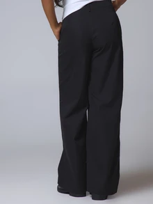 Musera Petite Wide Leg Tailored Trousers Summer Elegant Old Money Classy Vacation Boho Elegant Holiday Work Office Fall Autumn Everyday Party Spring Casual - Black - View 5