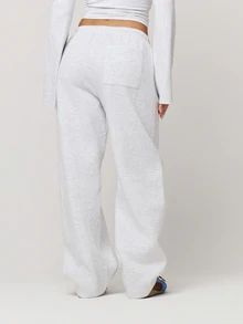 Musera Petite 灰色寬鬆休閒直筒慢跑褲 秋冬返校日常穿搭 - 淺灰色 - 查看 3