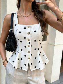 Elyressa Women's Polka Dot Casual Versatile Daily Wear Top - Apricot - View 1