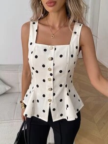 Elyressa Women's Polka Dot Casual Versatile Daily Wear Top - Apricot - View 6