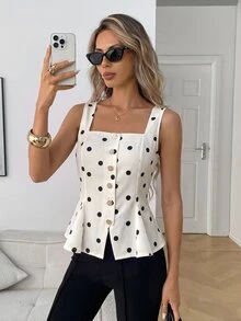 Elyressa Women's Polka Dot Casual Versatile Daily Wear Top - Apricot - View 4