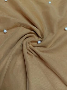 GlowEve CURVE Plus Size Women's French Vintage Elegant Intellectual Style Pearl Decorated Skirt, Suitable For Office Commute, Daily Date, Light Business Occasions - Brown - View 5