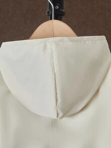 SHEIN 小男孩連帽半拉鍊拼色運動套裝，休閒運動風長袖上衣與慢跑長褲，適合日常上學、幼童、海灘粉色秋季款 - 杏色 - 查看 8