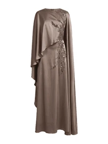 ZEYLAH 女款花卉刺繡圖案休閒派對洋裝 - 卡其色 - 查看 1