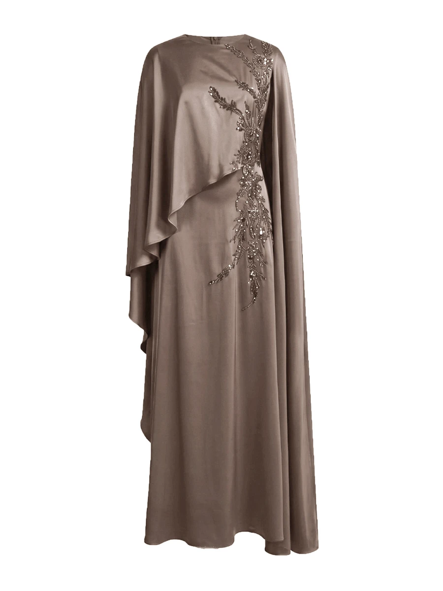 ZEYLAH 女款花卉刺繡圖案休閒派對洋裝 - 卡其色 - 查看 1