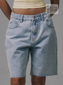 Musera Petite Classic Denim Jorts Basics Autumn Fall Cute Streetwear Going Out Casual Core Denim Spring Summer - Light Wash - View 1