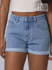 Musera Petite Baggy Low Waist Denim Shorts Basics Autumn Fall Cute Streetwear Going Out Beach Vacation Casual Spring Summer Light Blue - Light Wash - View 1