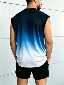Gym Rark 反光線條極簡印花健身無袖背心 男款運動肌肉訓練跑步寬鬆版型T恤 健身房穿搭 運動風 - 彩色 - 查看 2
