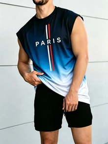 Gym Rark 反光線條極簡印花健身無袖背心 男款運動肌肉訓練跑步寬鬆版型T恤 健身房穿搭 運動風 - 彩色 - 查看 3