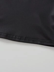 Elladie kids 女童溫柔法式仙女風對比色圓領長袖打底上衣，拼接3D珍珠花卉印花黑白上衣 - 黑與白 - 查看 8