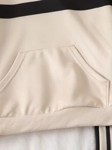 SHEIN 2件組青少年男孩套裝，秋冬時尚運動條紋數位花卉長袖連帽衛衣與運動長褲套裝，適合日常穿著、運動與玩耍 - 彩色 - 查看 5