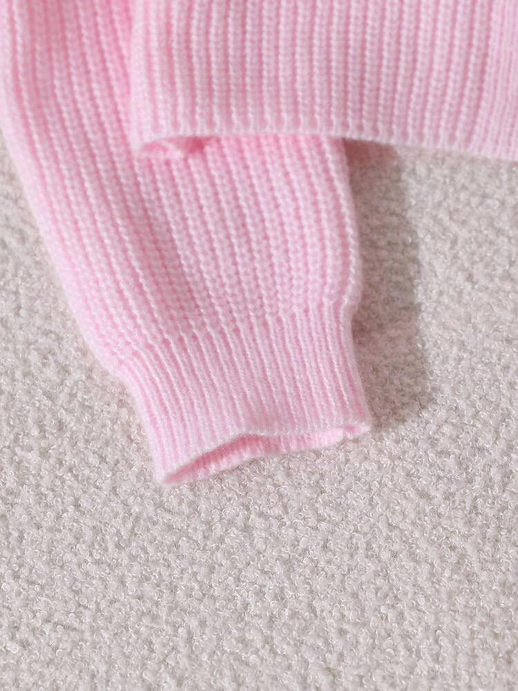 Tween Girls Cardigan, Long Sleeve Ribbed Knit Sweater In Pink, Suitable For Spring, Autumn, Winter, Pairs With Jeans, Outerwear, Cotton Coats - Pink - View 4