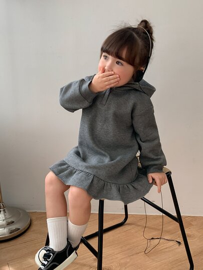 DAZY Baby Girl Solid Color Casual Daily Summer Hooded Dress