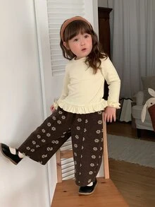 DAZY Infant Girls Round Neck Long Sleeve Casual Top - Beige - View 7