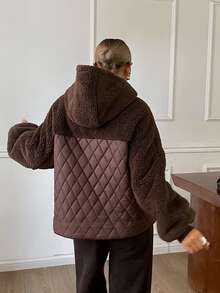 DAZY Women's Solid Color Long Sleeve Zipper Front Casual Winter Jacket - Coffee Brown - View 2