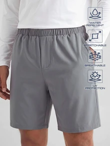 TekDrob Water Repellent And UV Protection Drawstring Shorts With Single Security Pocket - Grey - View 3