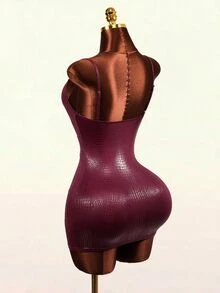 BamGleam Đầm mini nữ quyến rũ gợi cảm thiết kế cut-out dây mảnh màu đỏ rượu vang cho mùa hè, Halloween, tiệc club - Màu Đỏ Sâu - Xem 9