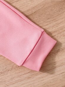 SHEIN 幼童女童卡通咖啡杯印花圓領運動衫與運動長褲休閒兩件套，適合日常休閒穿著 - 粉色 - 查看 7