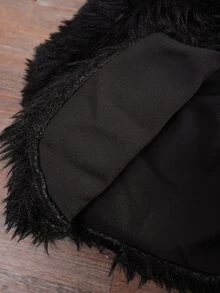 SHEIN Elladie kids Baby Girl Elegant Faux Fur Cropped Jacket, Open Front Long Sleeve Warm Fluffy Outerwear For Special Occasion - Black - View 8