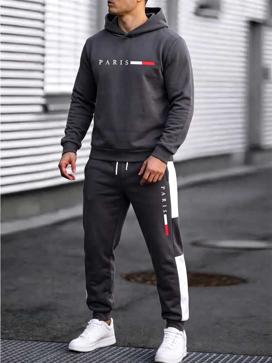 Teen Boys Casual Comfortable Long Sleeve Hoodie And Pants - Dark Grey - View 1