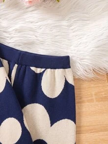Girls' Autumn/Winter Fashion Pattern Jacquard Knit Sweater Long Sleeve Pullover & Long Pants Set - Blue - View 6