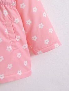 SHEIN Playful Pals 女童收腰連帽加厚棉襖外套，保暖內裡，拉鍊開合，仿抽繩設計，修身貼合 - 粉色 - 查看 10