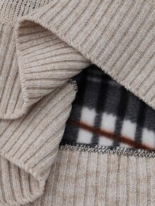 Manfinity Homme Christmas Outfit Men's Striped Long Sleeve Zip-Up Half-Placket Casual Sweater Yellow Fleece-Lined Version Stay Warm This Winter - Beige - View 6