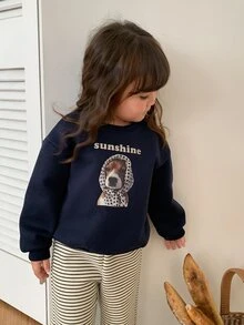 DAZY Infant Girl Round Neck Cartoon Long Sleeve Autumn Winter Sweatshirt - Blue - View 8