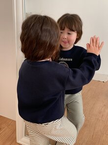 DAZY Infant Girl Round Neck Cartoon Long Sleeve Autumn Winter Sweatshirt - Blue - View 2