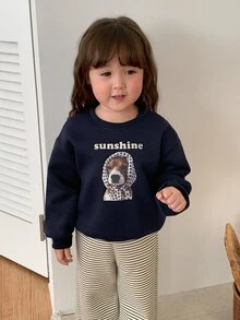 DAZY Infant Girl Round Neck Cartoon Long Sleeve Autumn Winter Sweatshirt - Blue - View 6