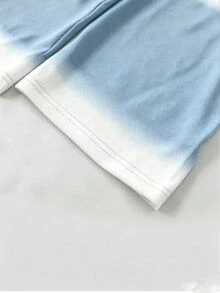 ROMWE MEN Street Life Kaos Lengan Panjang Bergaris Blok Warna Kasual Pria, Musim Gugur - Biru - View 4