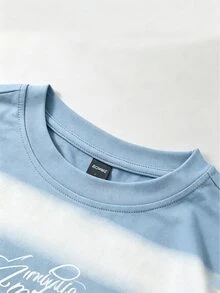ROMWE MEN Street Life Kaos Lengan Panjang Bergaris Blok Warna Kasual Pria, Musim Gugur - Biru - View 7