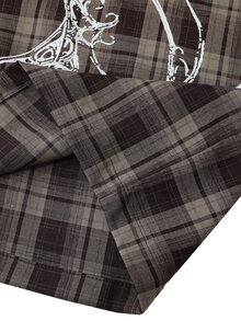 ROMWE MEN Street Life Men's Plaid 2 In 1 Loose Fit Shirt With Tie - Multicolor - View 7